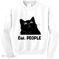 Ew People Funny Black Cat Lover Fun Cat Saying Kids Sweatshirt thumb 0