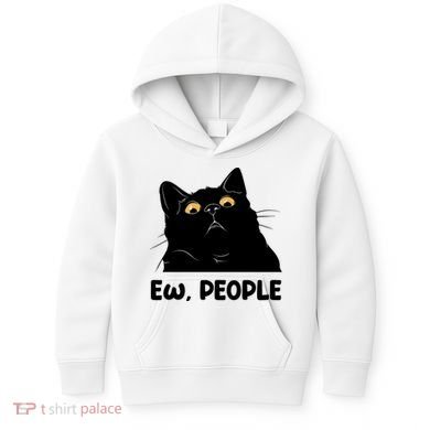 Ew People Funny Black Cat Lover Fun Cat Saying Kids Hoodie