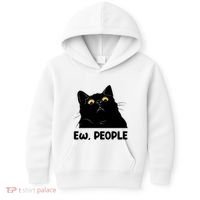 Ew People Funny Black Cat Lover Fun Cat Saying Kids Hoodie thumb 0