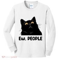 Ew People Funny Black Cat Lover Fun Cat Saying Kids Long Sleeve Shirt thumb 0