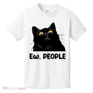 Ew People Funny Black Cat Lover Fun Cat Saying Kids T-Shirt
