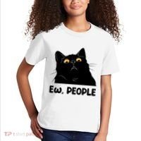 Ew People Funny Black Cat Lover Fun Cat Saying Kids T-Shirt thumb 2