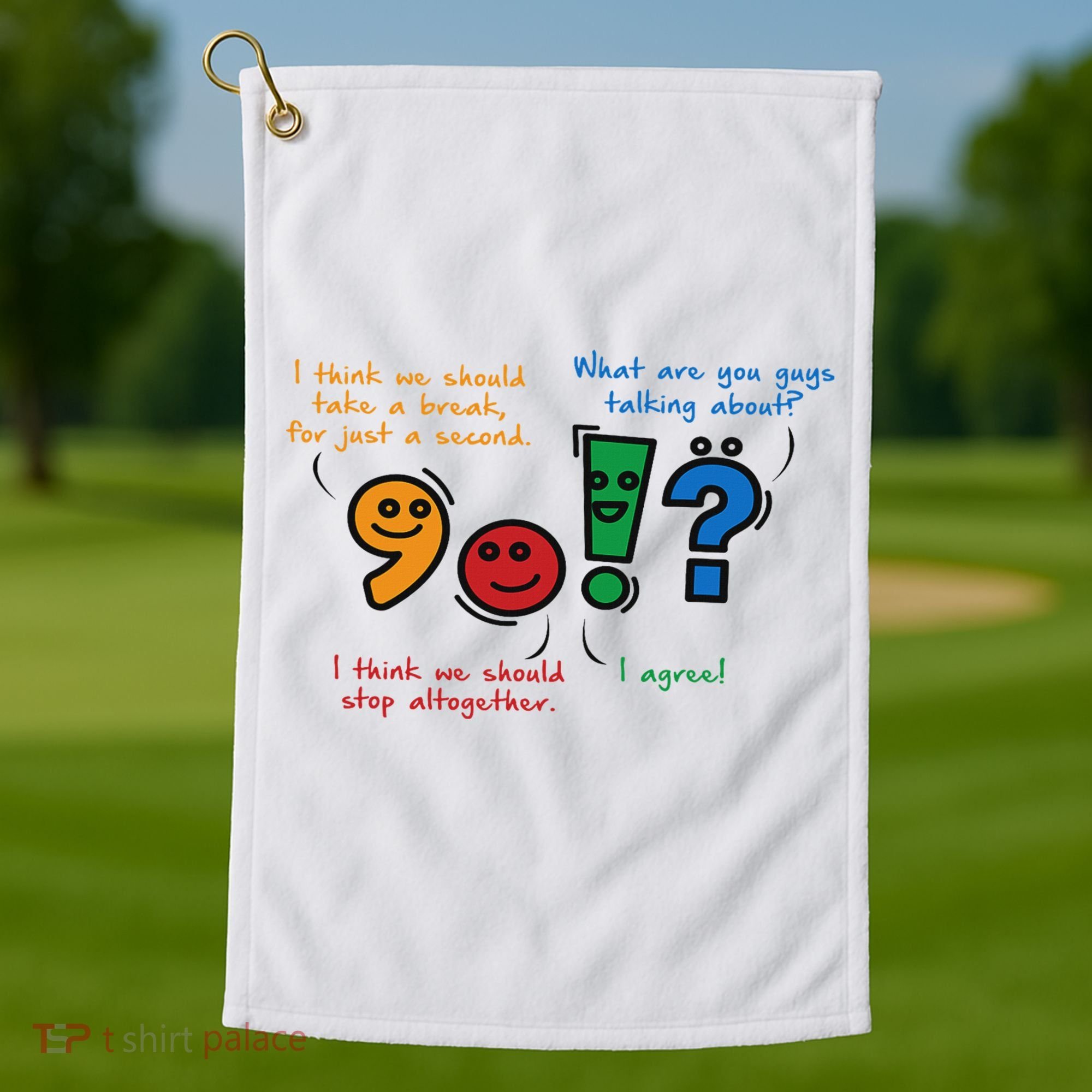 English Punctuation Funny Golf Towel