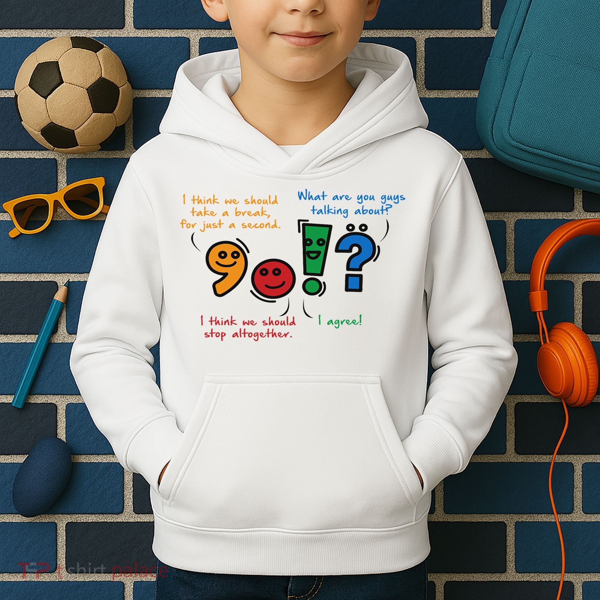 English Punctuation Funny Kids Hoodie