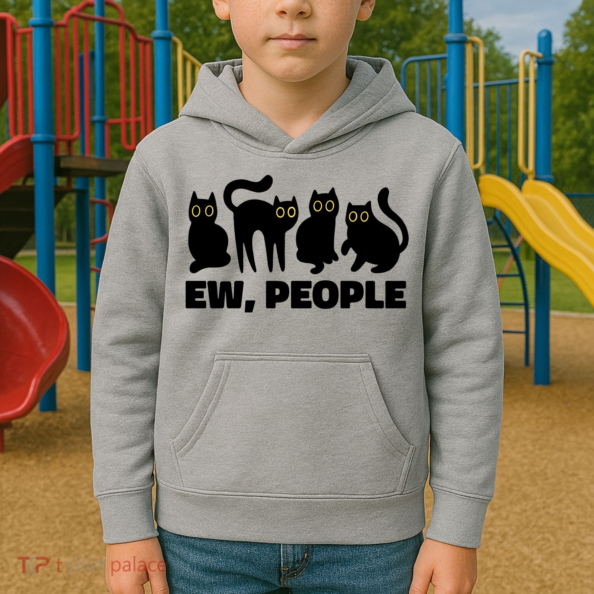 Ew People Funny Cat Lover Kids Hoodie