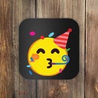 Emoticon Partying Face Birthday Coaster thumb 0
