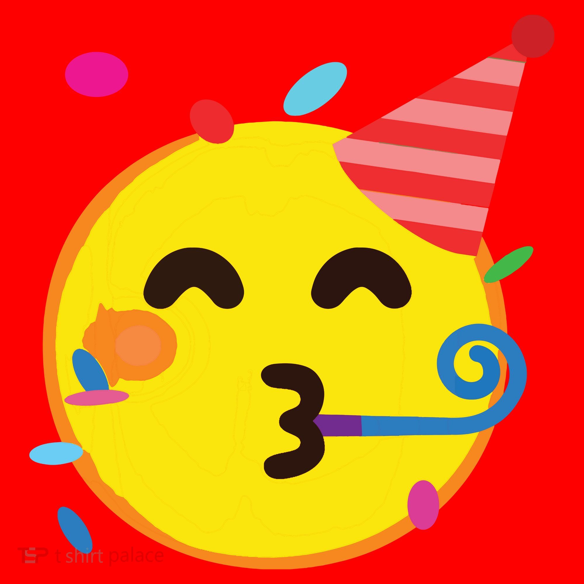 Emoticon Partying Face Birthday Santa Hat