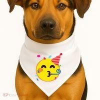 Emoticon Partying Face Birthday USA-Made Doggie Bandana thumb 1