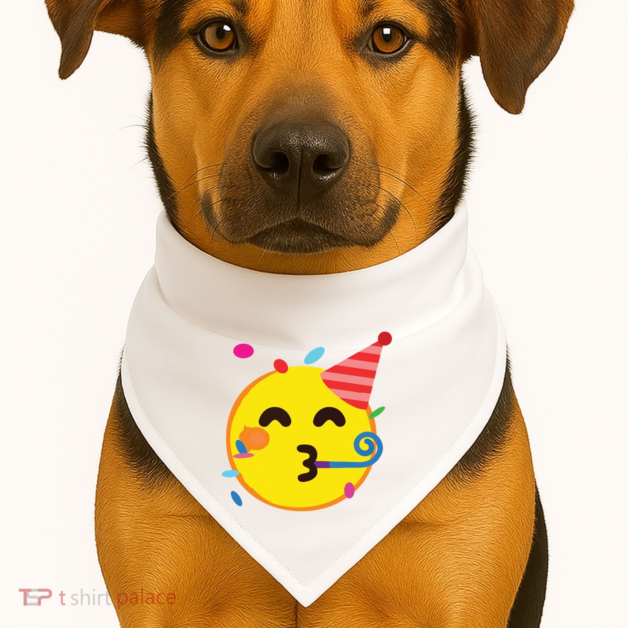 Emoticon Partying Face Birthday USA-Made Doggie Bandana