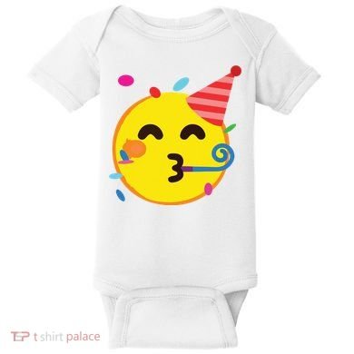 Emoticon Partying Face Birthday Baby Bodysuit