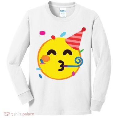 Emoticon Partying Face Birthday Kids Long Sleeve Shirt