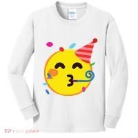 Emoticon Partying Face Birthday Kids Long Sleeve Shirt thumb 0