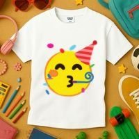 Emoticon Partying Face Birthday Kids T-Shirt thumb 3