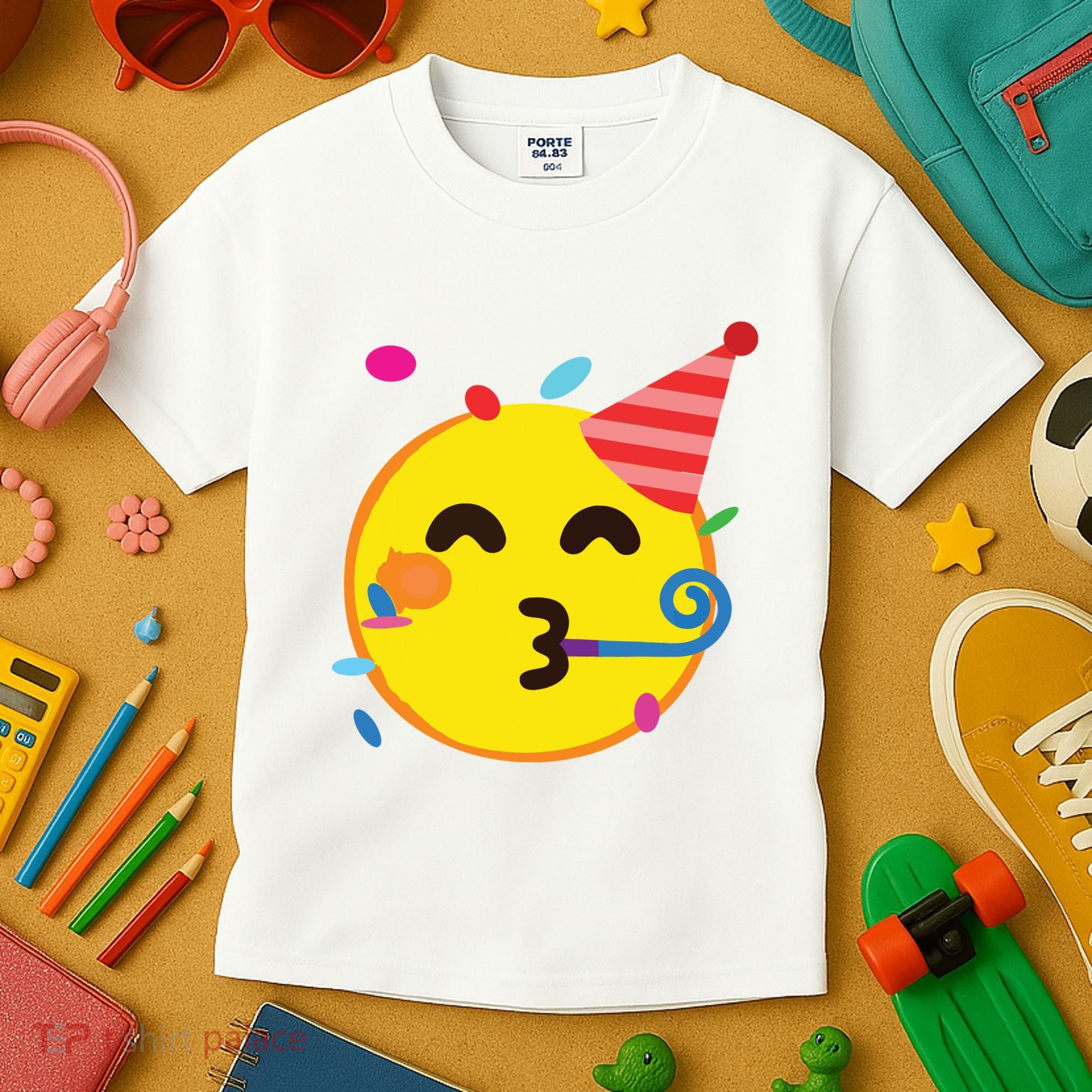 Emoticon Partying Face Birthday Kids T-Shirt