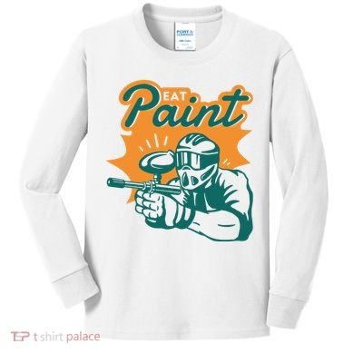Eat Paint Funny Paintball Kids Long Sleeve Shirt