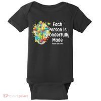 Each Person Is Wonderfully Made Christian Autism Baby Bodysuit thumb 0