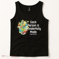 Each Person Is Wonderfully Made Christian Autism Tank Top thumb 2