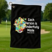 Each Person Is Wonderfully Made Christian Autism Golf Towel thumb 1