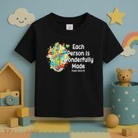 Each Person Is Wonderfully Made Christian Autism Toddler T-Shirt thumb 3