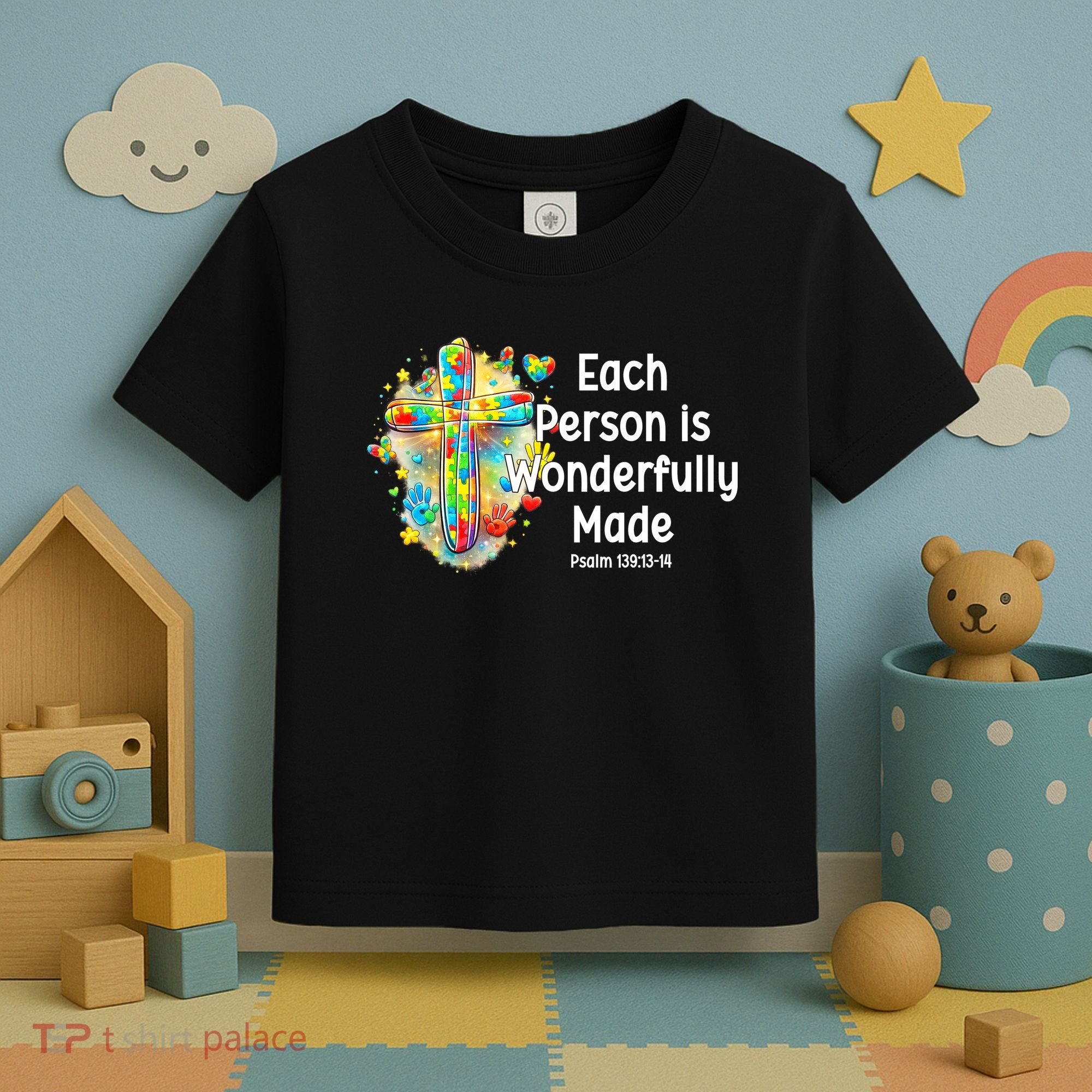 Each Person Is Wonderfully Made Christian Autism Toddler T-Shirt