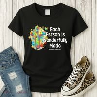 Each Person Is Wonderfully Made Christian Autism Women's T-Shirt thumb 3