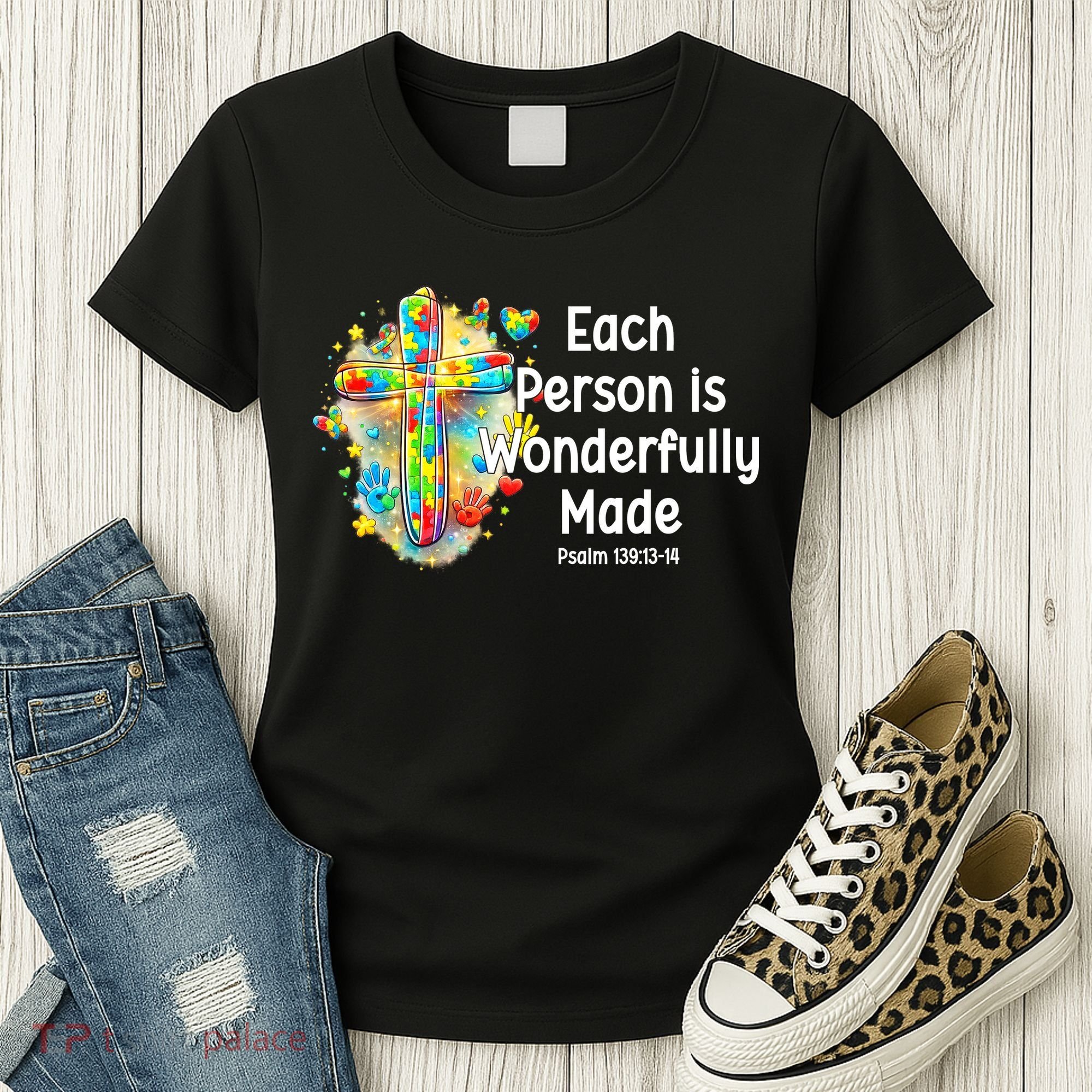 Each Person Is Wonderfully Made Christian Autism Women's T-Shirt