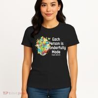 Each Person Is Wonderfully Made Christian Autism Women's T-Shirt thumb 4