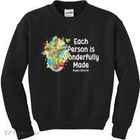 Each Person Is Wonderfully Made Christian Autism Kids Sweatshirt thumb 0