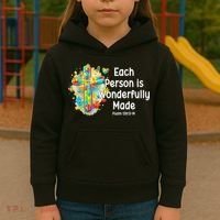 Each Person Is Wonderfully Made Christian Autism Kids Hoodie thumb 3