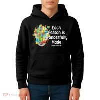 Each Person Is Wonderfully Made Christian Autism Kids Hoodie thumb 4