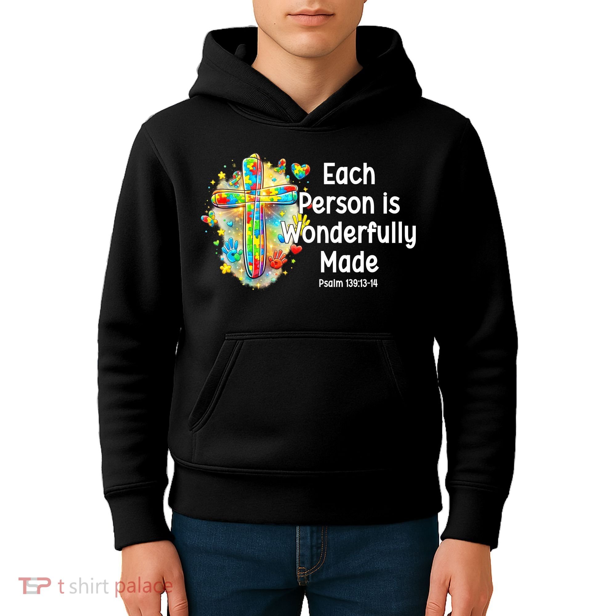 Each Person Is Wonderfully Made Christian Autism Kids Hoodie