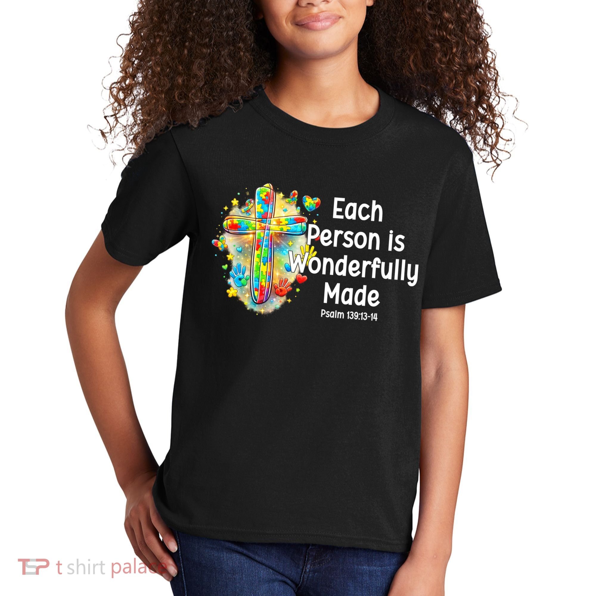 Each Person Is Wonderfully Made Christian Autism Kids T-Shirt