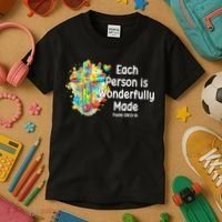 Each Person Is Wonderfully Made Christian Autism Kids T-Shirt thumb 3