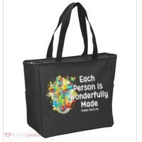 Each Person Is Wonderfully Made Christian Autism Tote Bag thumb 2