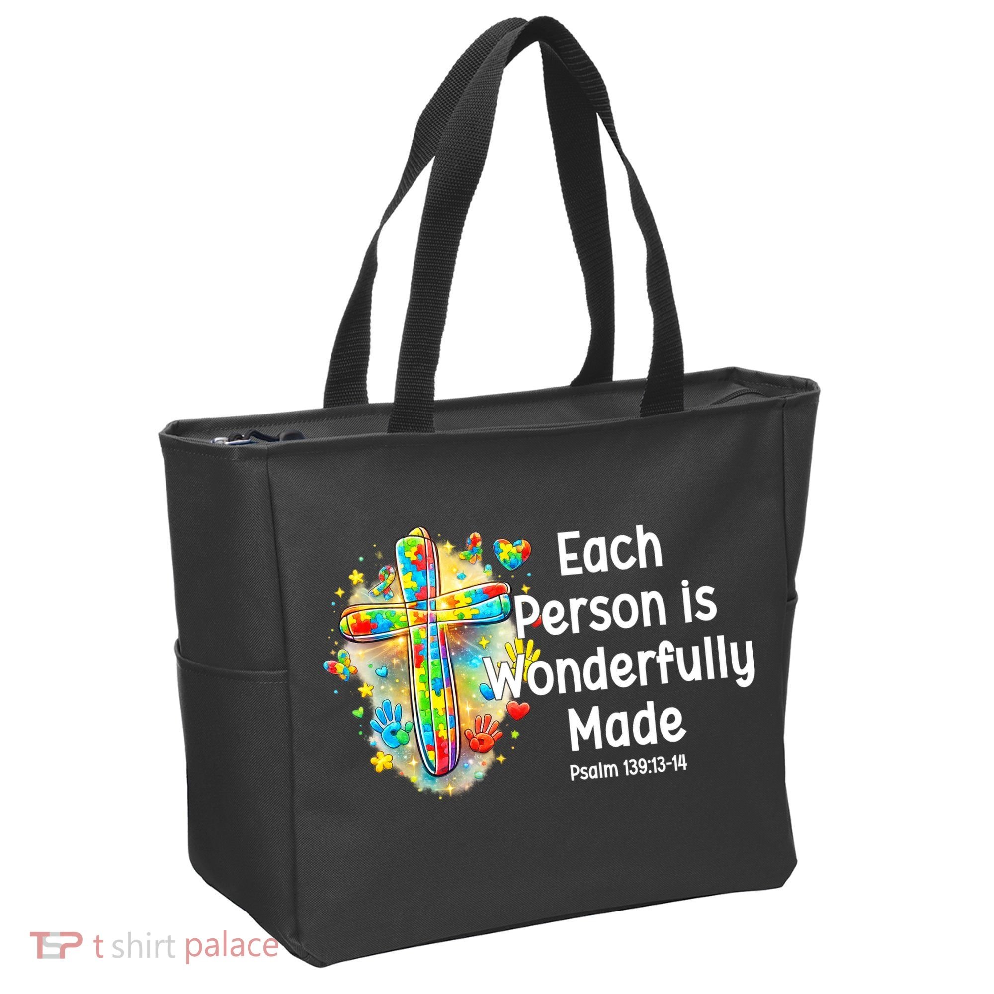 Each Person Is Wonderfully Made Christian Autism Tote Bag