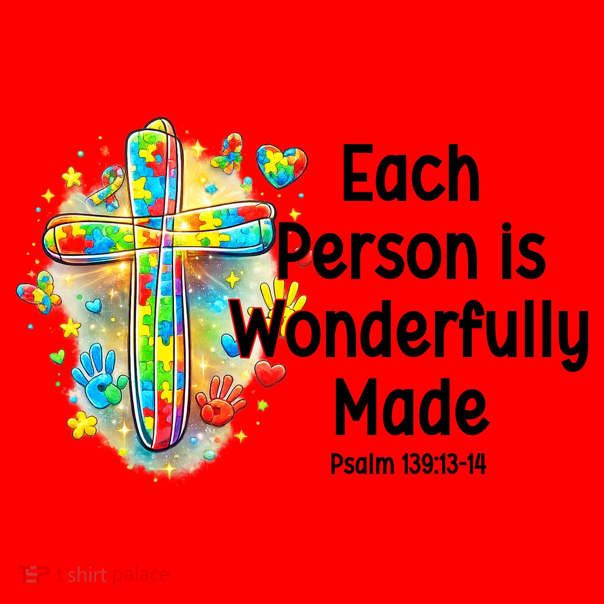 Each Person Is Wonderfully Made Christian Autism Santa Hat