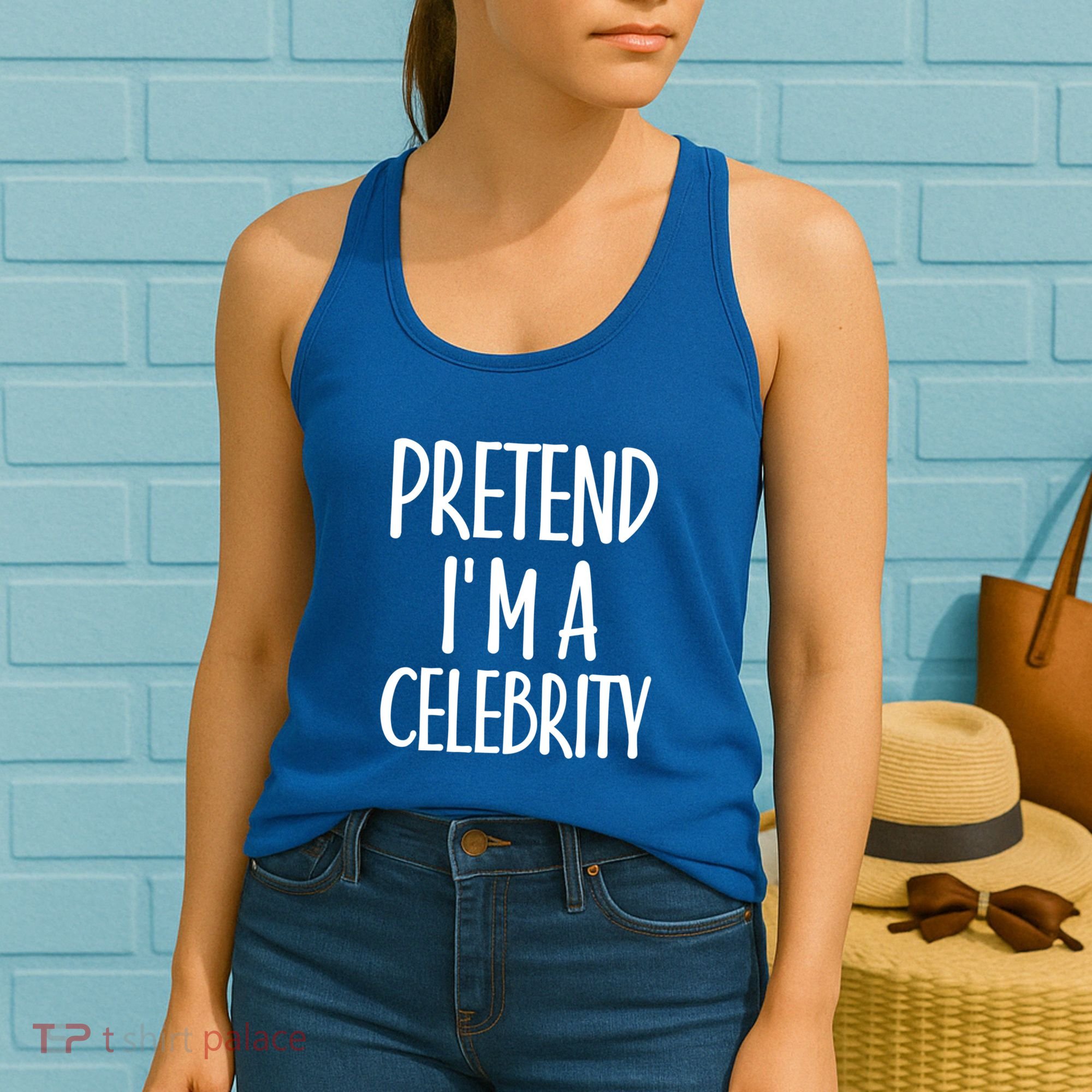Easy Pretend I'm Celebrity Costume For Famous Halloween Cute Gift Women's Tank Top