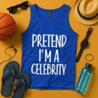 Easy Pretend I'm Celebrity Costume For Famous Halloween Cute Gift Tank Top thumb 4