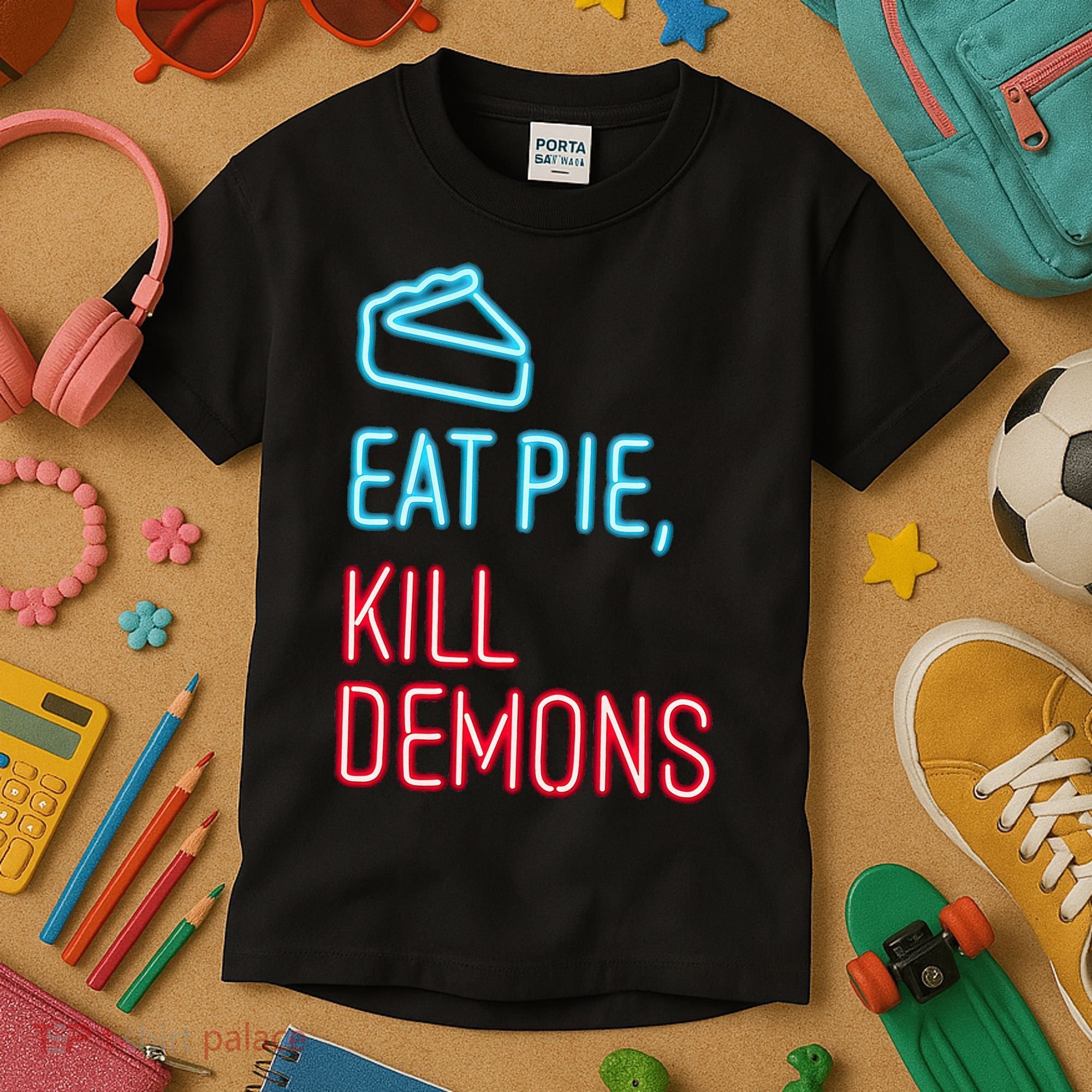 Eat Pie Kill Demons Supernatural Kids T-Shirt