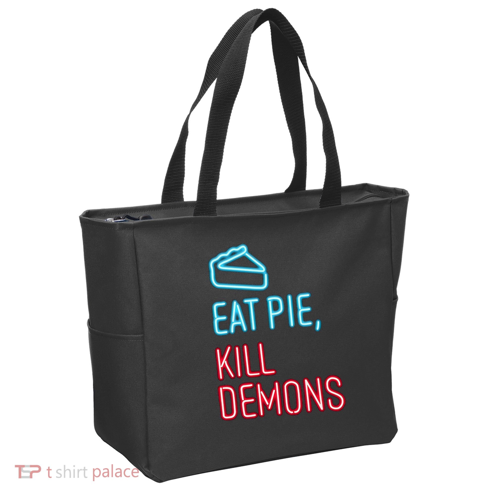 Eat Pie Kill Demons Supernatural Tote Bag