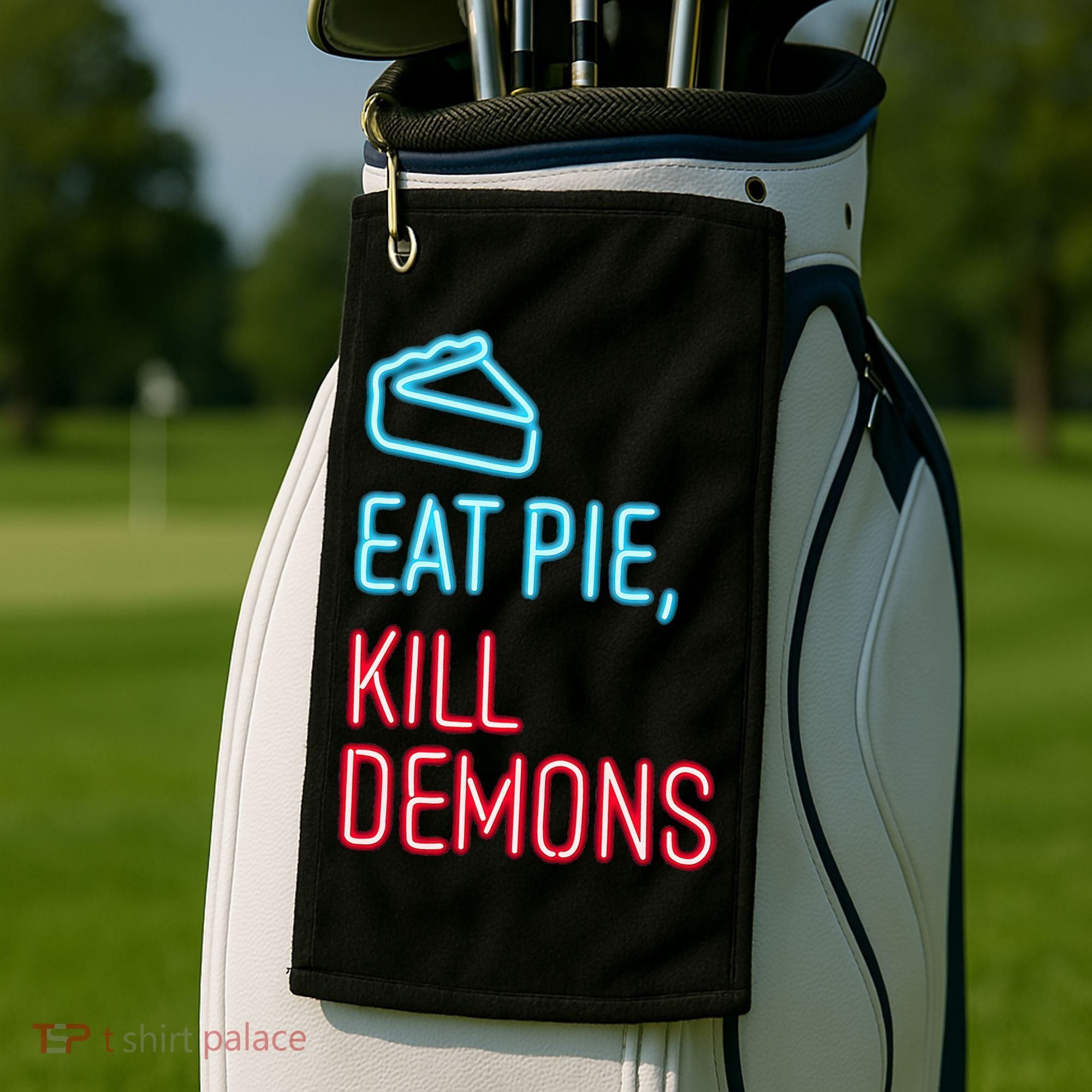 Eat Pie Kill Demons Supernatural Golf Towel