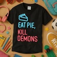 Eat Pie Kill Demons Supernatural Kids T-Shirt thumb 3