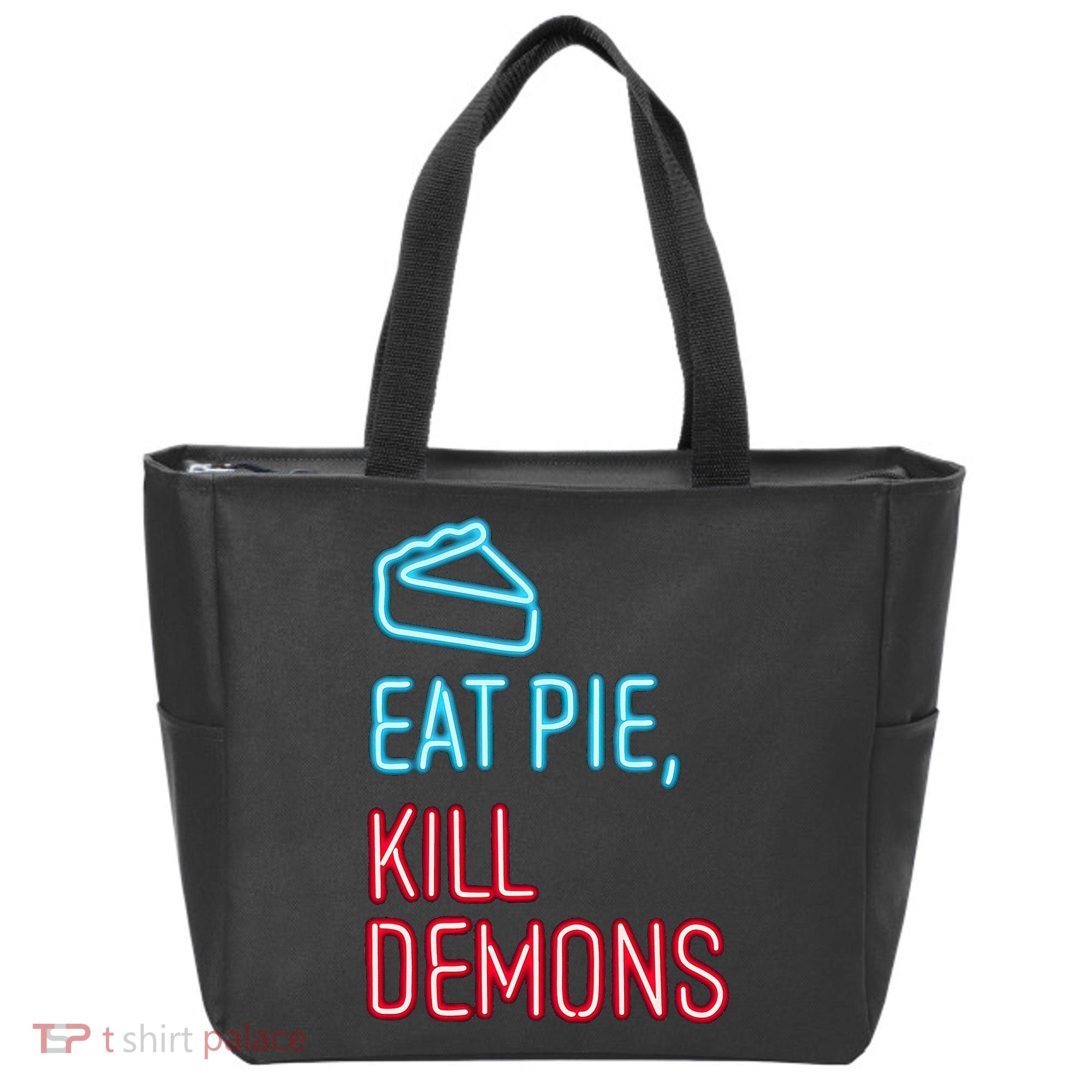 Eat Pie Kill Demons Supernatural Tote Bag