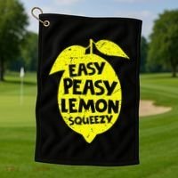 Easy Peasy Lemon Squeezy Funny Lemon Summer Lemonade Golf Towel thumb 1