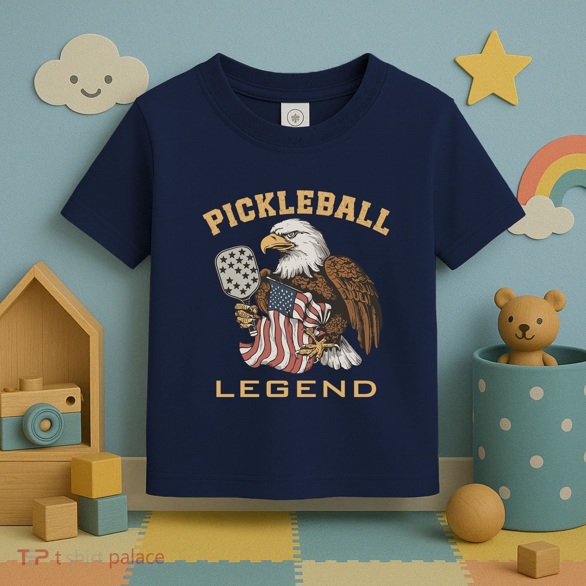Eagle Paddleball Lover Usa Eagle American Pickleball Player Toddler T-Shirt