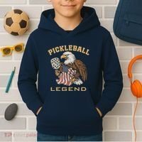 Eagle Paddleball Lover Usa Eagle American Pickleball Player Kids Hoodie thumb 2