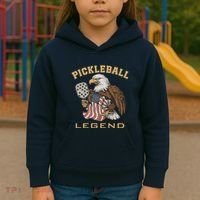 Eagle Paddleball Lover Usa Eagle American Pickleball Player Kids Hoodie thumb 3