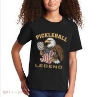 Eagle Paddleball Lover Usa Eagle American Pickleball Player Kids T-Shirt thumb 2