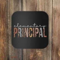 Elementary Principal Leopard Appreciation For Women For Work Coaster thumb 0