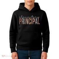 Elementary Principal Leopard Appreciation For Women For Work Kids Hoodie thumb 4